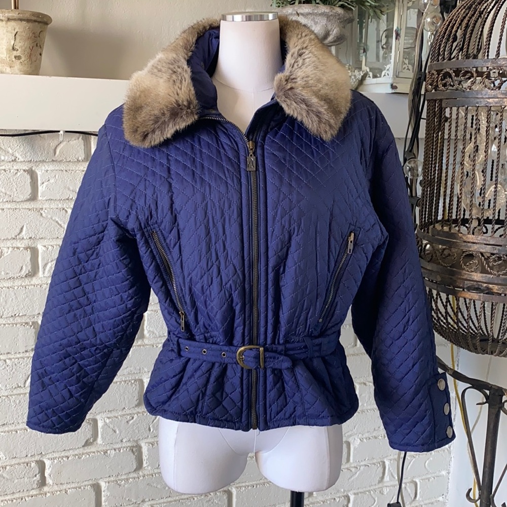 SKEA PARIS VAIL MADE IN USA SNOWBOARDING JACKET SKI FUR COLLAR BELT 6 LUXURY